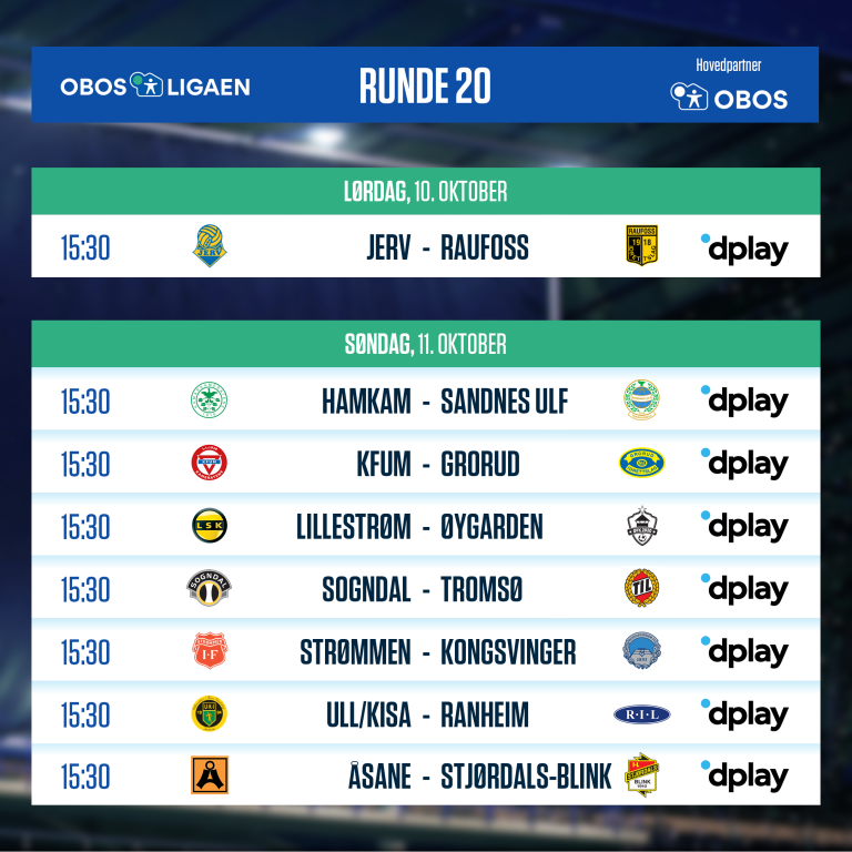 OBOS-ligaen - 2020 - Runde 20