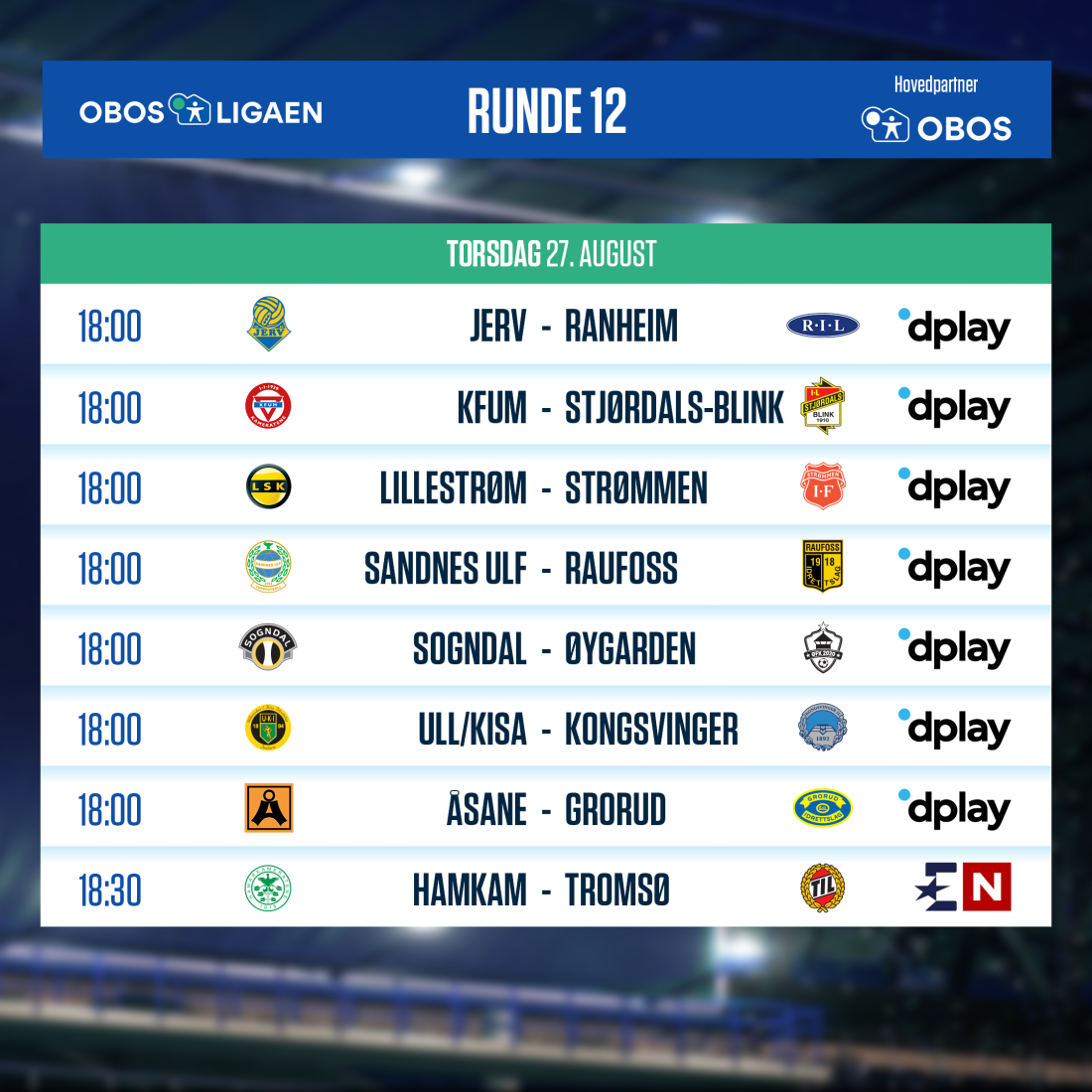 OBOS-ligaen - 2020 - Runde 12