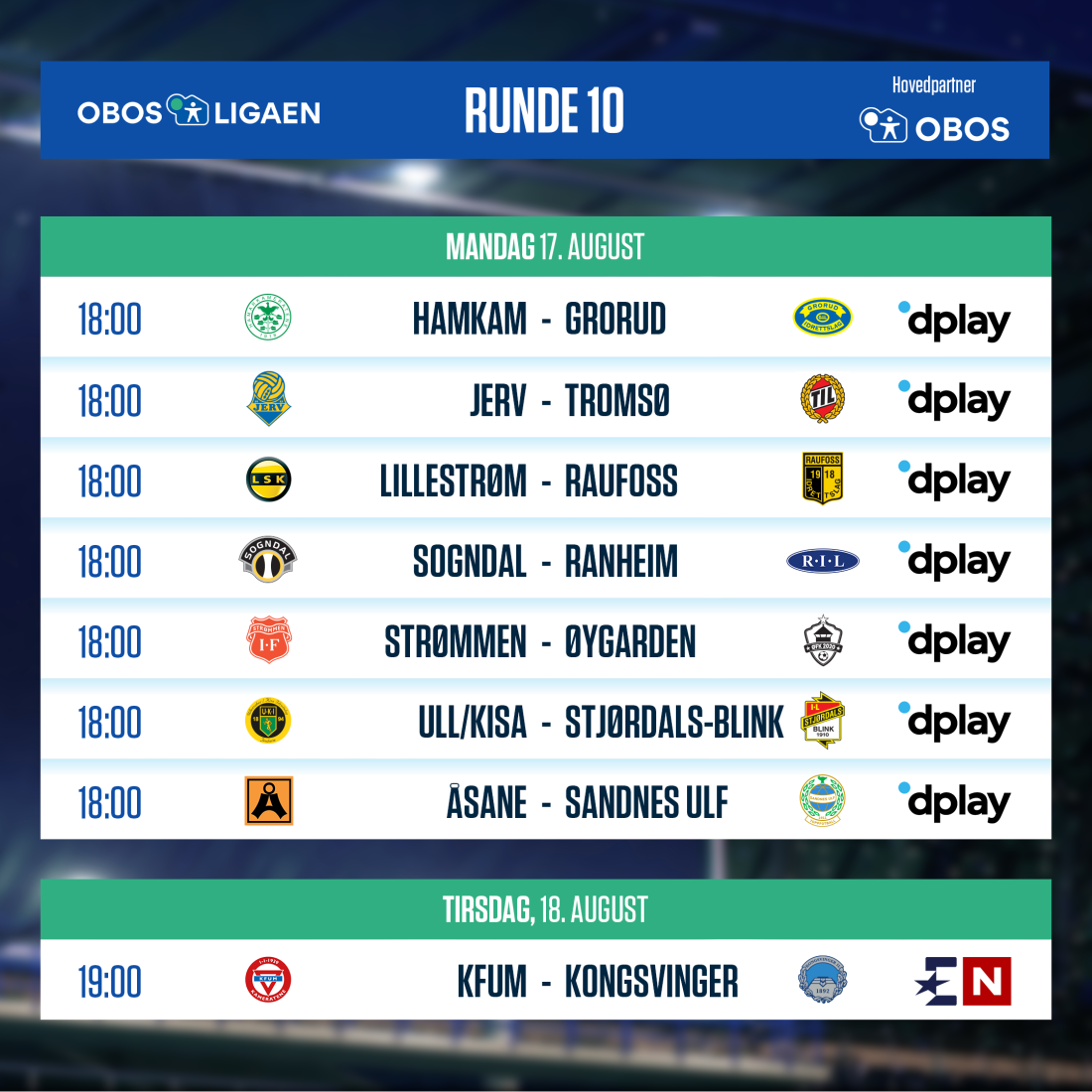 OBOS-ligaen - 2020 - Runde 10