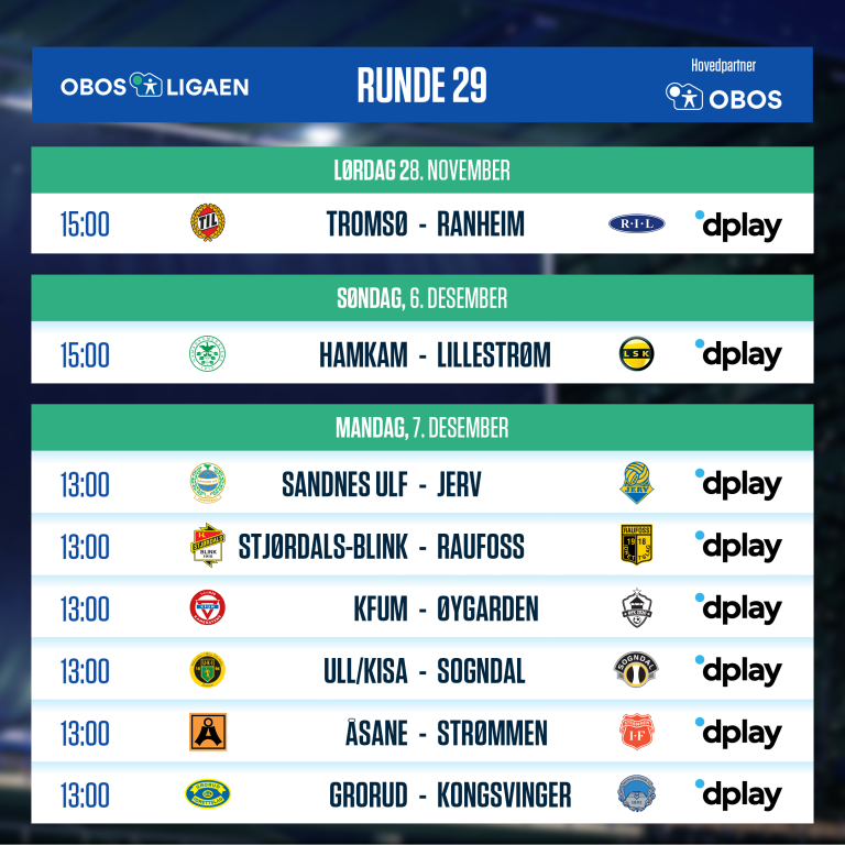 OBOS-ligaen - 2020 - Runde 29