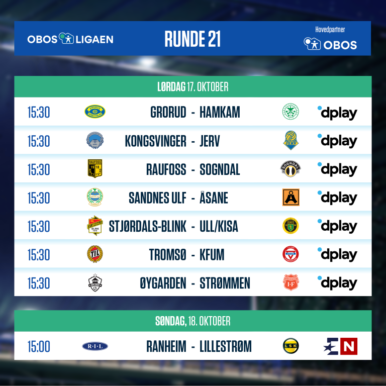 OBOS-ligaen - 2020 - Runde 21