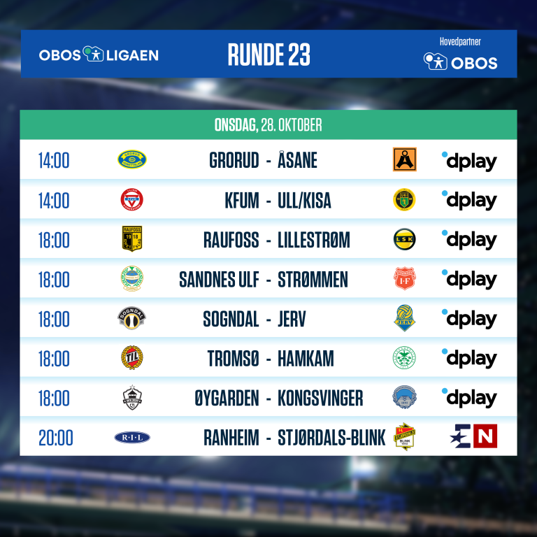 OBOS-ligaen - 2020 - Runde 23
