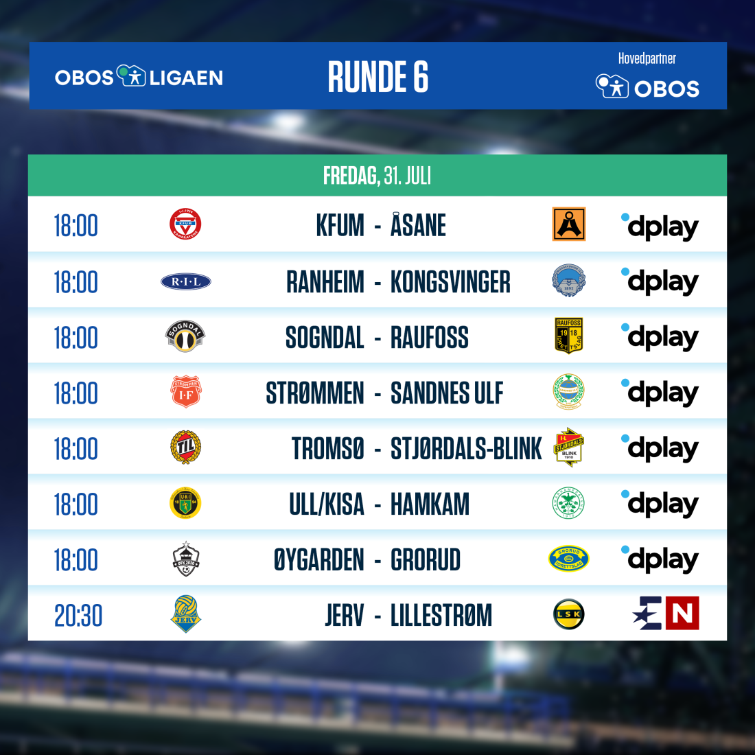 OBOS-ligaen - 2020 - Runde 6